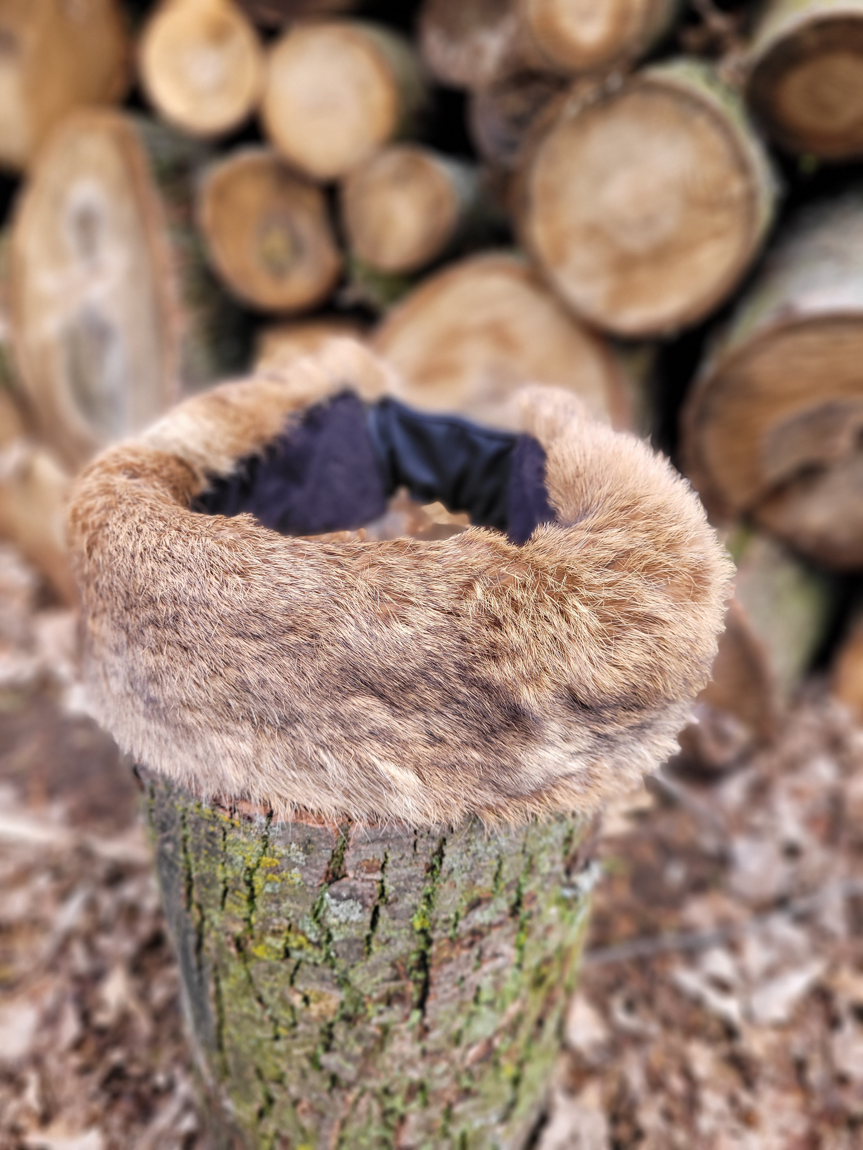 Bandeau en fourrure de lapin
