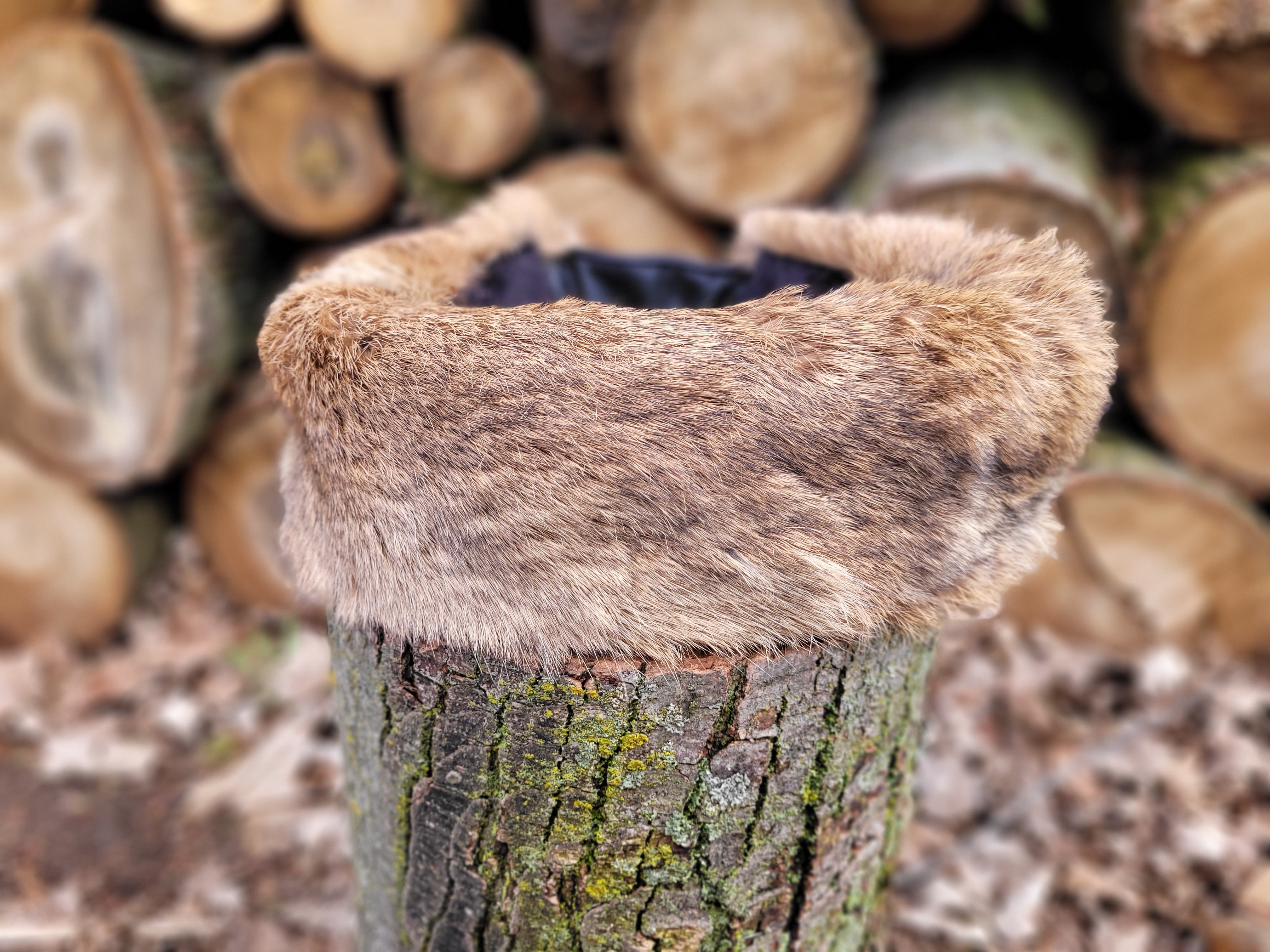 Bandeau en fourrure de lapin