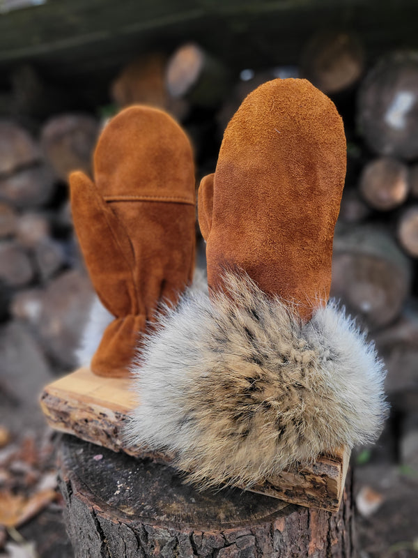 Mitaines en polar fourrure de coyote