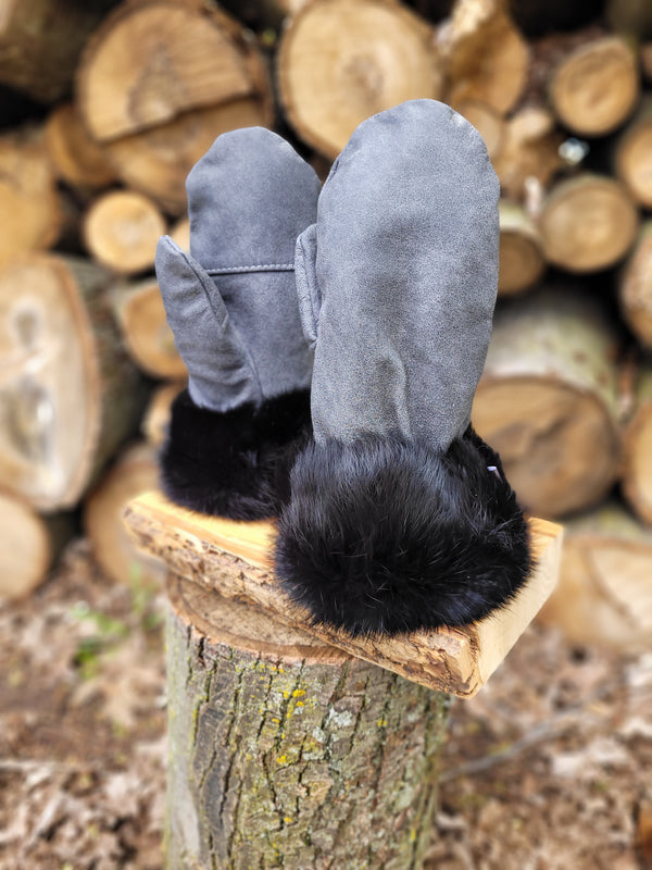 Mitaines en fourrure de lapin