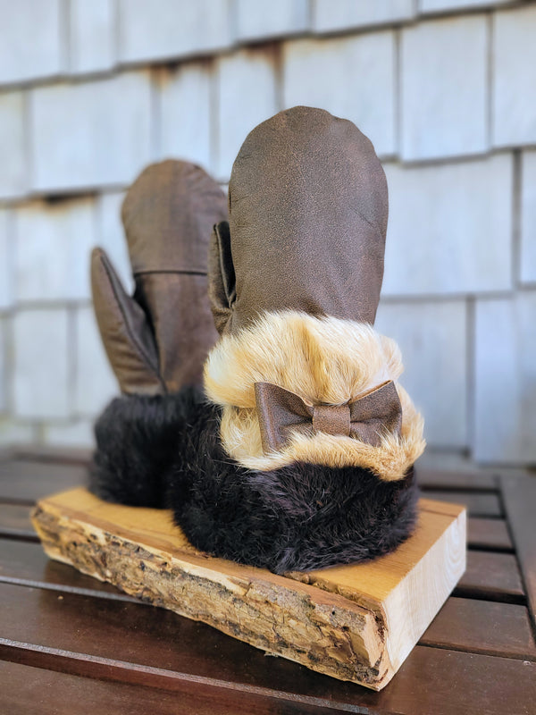 Mitaines en fourrure de lapin